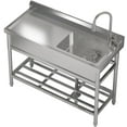 thumbnail image 4 of TROPOW 47x37x42.5 Inch Stainless Steel Utility Sink, Freestanding Single Bowl with Cold and Hot Water Pipe and Faucet, Commercial Sink Kitchen Sink for Restaurant Laundry Room Bathroom Garage, 4 of 7