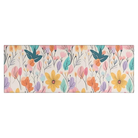 Pioneer Flower Floral Print Pattern Kitchen Rug Mat,Kitchen Runner Rugs Non Skid Washable,Decorative Kitchen Floor Mats for Kitchen,Sink,Laundry,17"X47"