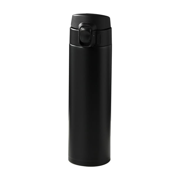 Pisexur Batería de cocina Vaso de agua portátil y moderno de acero inoxidable para hombres y mujeres con asa y tapa antirrebote, 450 ml para la cocina del hogar