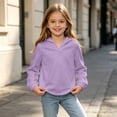 thumbnail image 5 of Jalioing Big Girls V Neck Hoodies Solid Long Sleeve Casual Hooded Sweatshirt Big Girls Fall Winter Thermal Pullover, 5 of 8