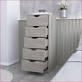 thumbnail image 6 of Dressers | Dillon 5-Drawer Narrow Tall Chest, Concrete Gray | Engineered Wood, 6 of 7