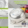 thumbnail image 5 of Colander Set of 3, AOKIWO Stainless Steel Micro-Perforated Colanders Strainers for Draining Rinsing Washing, Ideal for Pasta Vegetables Fruits, Heavy Duty & Dishwasher Safe - 1/3/5 Quart, 5 of 9