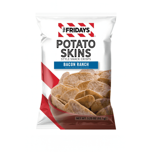 TGI Fridays Bacon Ranch Potato Skins Style Snack Crisps, Gluten-Free, 3.25 oz Bag