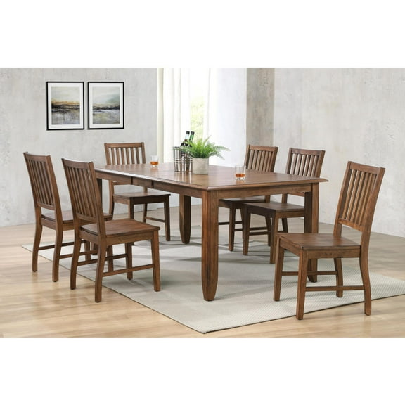 Extendable Dining Table Set for 8 - 72" Rectangular Table with 6 Chairs - Rustic Farmhouse Style