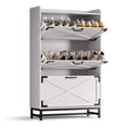 thumbnail image 5 of GINOST Shoe Cabinet with 3 Flip Drawers,Farmhouse Shoe Storage Cabinet Organizer for Entryway,for Entrance, Hallway, Living Room,Classic White, 5 of 9