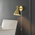 thumbnail image 2 of SAFAVIEH Jordie LED Brass Gold Iron Wall Sconce with Brass Gold Metal Shade, 2 of 9