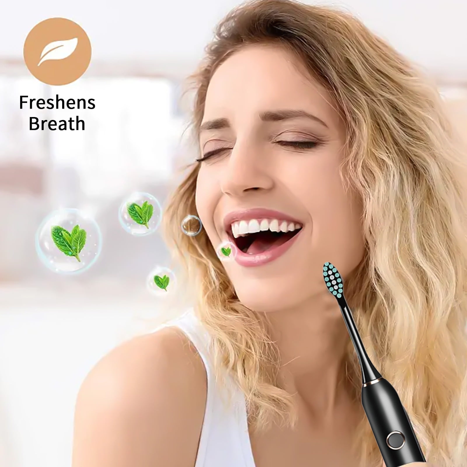 Wovilon USB Charging Toothbrush, Toothbrush With 2 Brush Heads, Smart 5-ModesTimer Toothbrush IPX7