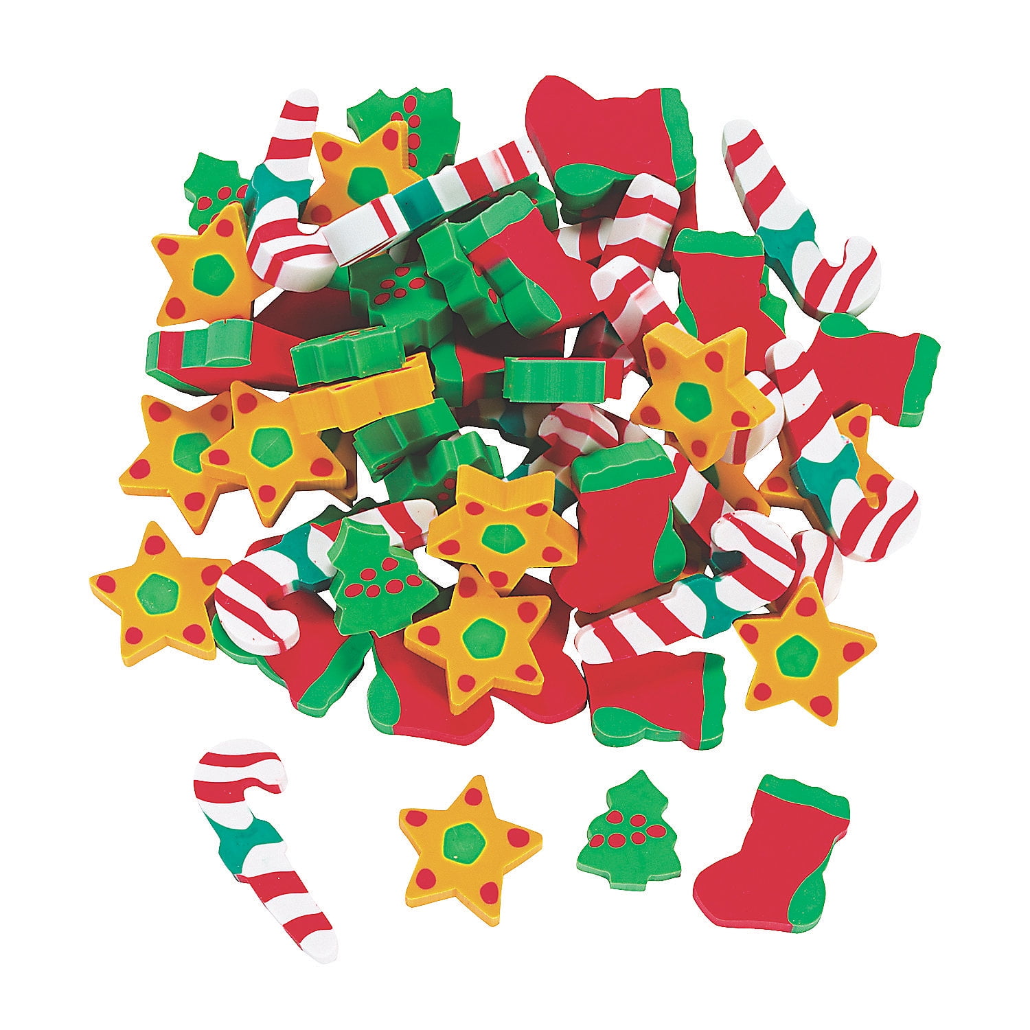 20Pcs Christmas Gift Santa Tree Mini Eraser Kawaii Kids Students Stationery 