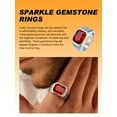 thumbnail image 3 of Bestyle Mens Stainless Steel Signet Ring Thumb Pinky Ring, Square Red Created Garnet Ring Crystal Statement Ring for Brother Nephew Son Dad Size 13, 3 of 9