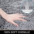 thumbnail image 2 of NEWEEN Chenille Bathroom Rugs Soft Non-Slip Super Water Absorbing Shower Mats, 16"x24", Light Grey, 2 of 8