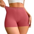 thumbnail image 2 of Siminsem High Waist Biker Shorts for Women Letter Print Knit Yoga Shorts Tummy Control Breathable Booty Lifting Boyshorts Elastic Waist, Red,L, 2 of 8