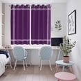thumbnail image 5 of Pure Dark Purple Kitchen Curtains 72 Inch Length, Simple Solid Color Grommet Top Bedroom Living Room Curtains, Light Filtering Cafe Curtain Drapes 2 Panels Set 104''x72'', 5 of 9