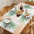 thumbnail image 5 of Summer Botanical Placemats Set of 1, Watercolor Eucalyptus Leaves Black Lattice Green Stripe Non-Slip Place Mats Washable Table Mats for Kitchen Dining Table Decorations Indoor/Outdoor, 5 of 9