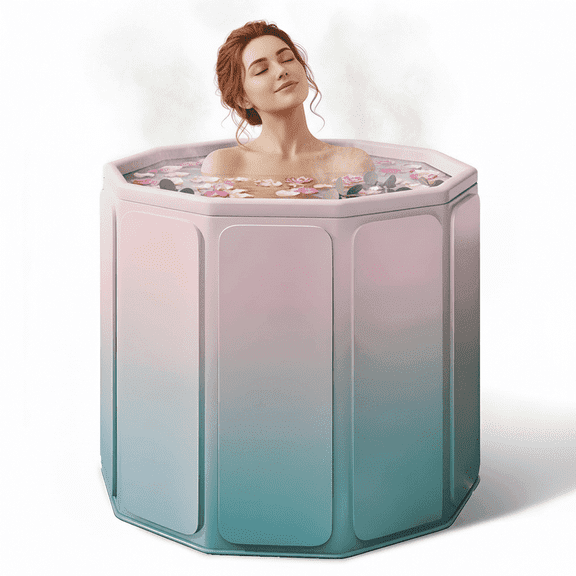 XunKA Gets 27" Portable Foldable Bathtub, Thermostatic Hot Ice Bathtub, PVC Outdoor Soaking Tub for Adults.