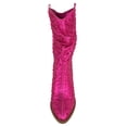 thumbnail image 4 of Forever Women’s Rhinestone Cowboy Boots – Sparkly Western Mid Calf Boots, Glitter Cowgirl Boots with Chunky Heel, Pointed Toe Bling Fashion Boots for Women RIVER-35 Hot Pink Fuchsia 6, 4 of 5