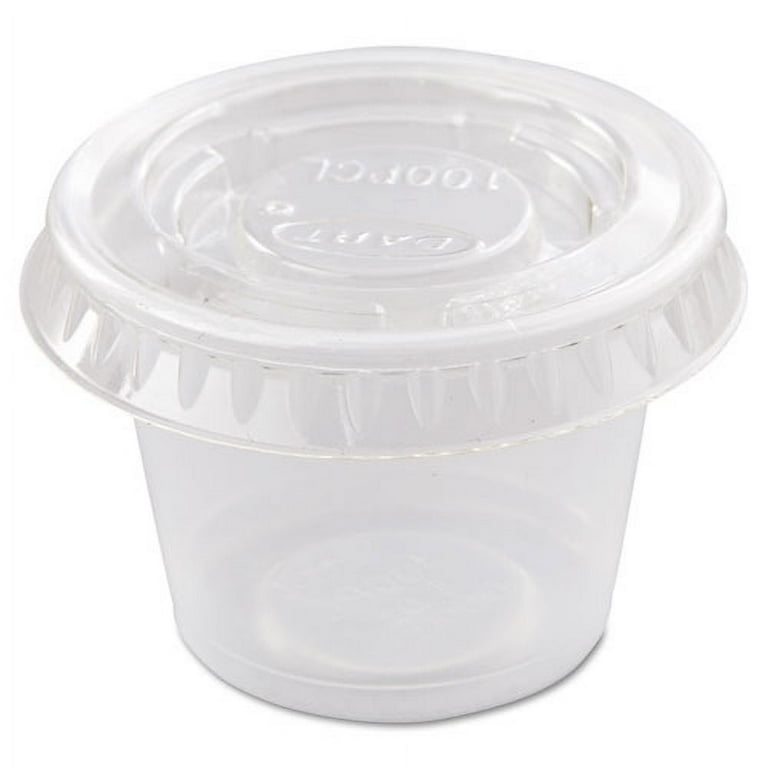 Portion/Souffle Cup Lids, Fits 0.5 oz to 1 oz Cups, PET, Clear, 125 Pack, 20 Packs/Carton Portion/Souffle Cup Lids, Fits 0.5 oz to 1 oz Cups, PET, Clear, 125 Pack, 20 Packs/Carton