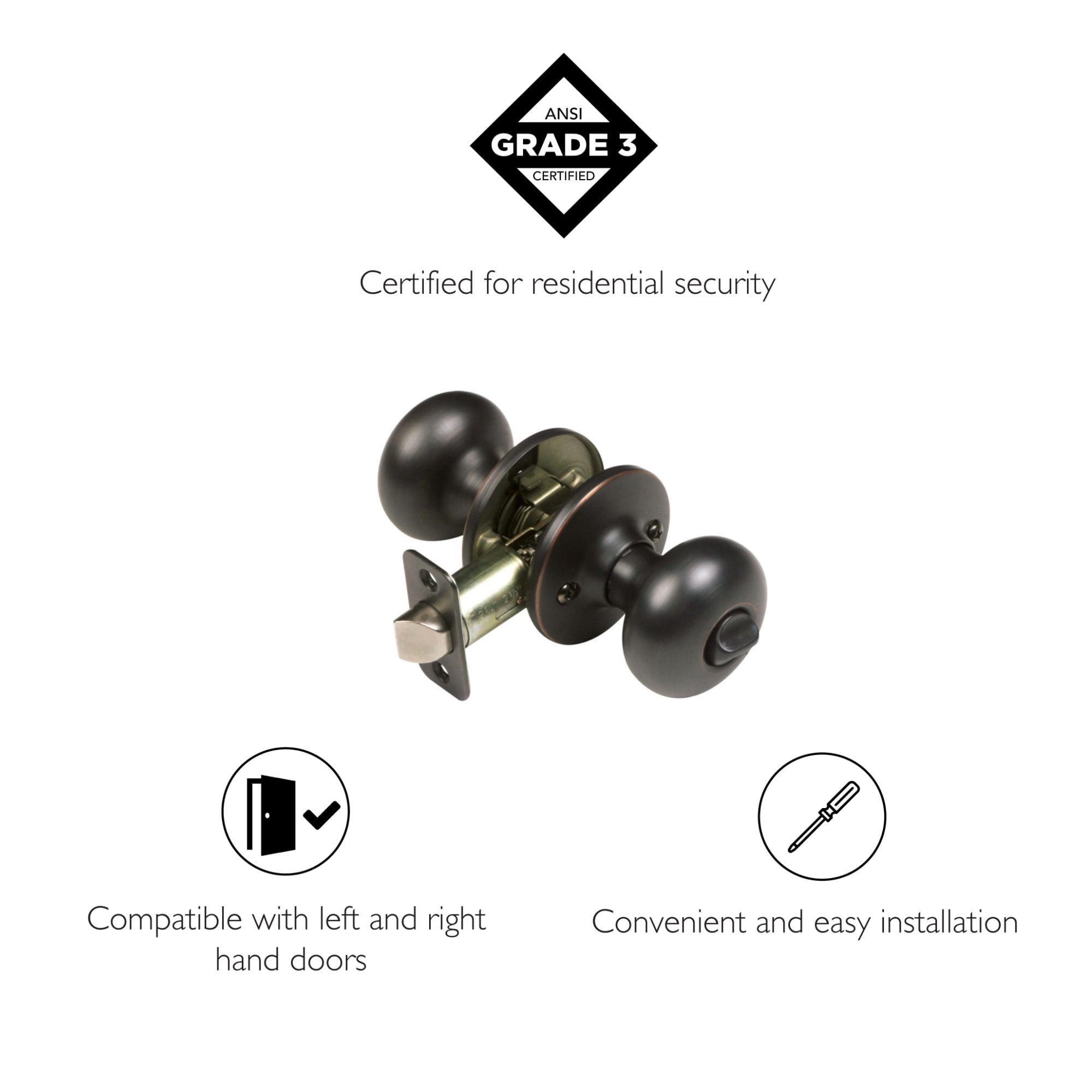 Design House Cambridge Privacy Single Bed and Bath Door Knob, Oil Rubbed Bronze