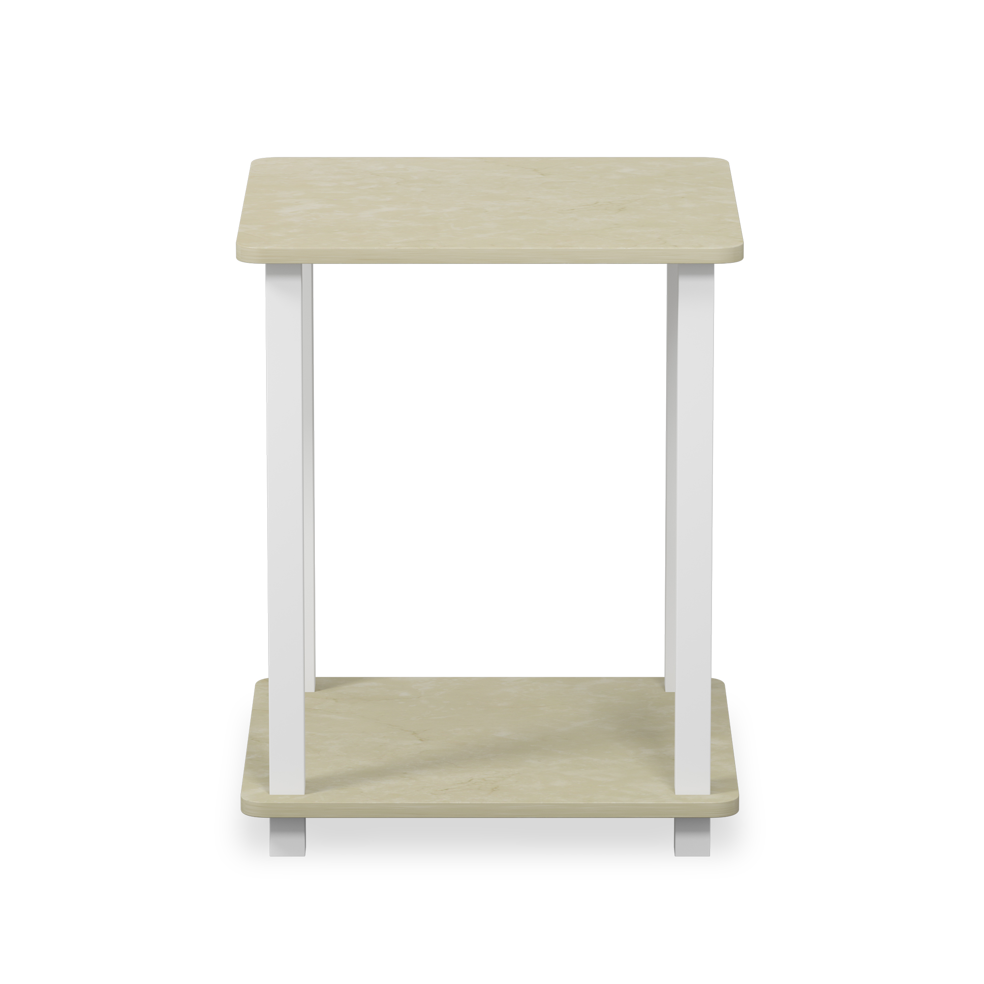 Buy Furinno Simplistic End Table, Set of Two, Cream Faux Marble/White