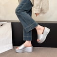 thumbnail image 7 of Slippers for Women,Fashion Solid Color Platform Slippers Temperament Comfortable Breathable Shoes,Womens Slippers,Silver,6.5, 7 of 7