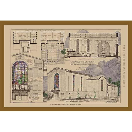 Architectural Representations of British Churches and Floor Plans Poster Print by
