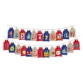 thumbnail image 1 of 24 bolsas de arpillera reutilizables para calendario de adviento de Navidad con cordón para decoración del hogar Lino rojo azul, 1 of 9
