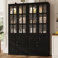 thumbnail image 6 of MEISSALIVVE 78.7" Kitchen Pantry Cabinet with Glass Doors & LED Lights, Freestanding Storage Hutch with Shelves, Black Pantry Cupboard, 31.5" W x 15.7" D, 6 of 8
