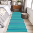 thumbnail image 4 of Turquoise Stripes 2'x6' Runner Rugs for Hallway Kitchen Bedside Non Slip Washable, Modern Abstract Art Striped Farmhouse Entryway Rug Runners with Rubber Backing, Long Carpet Runner for Laundry Room, 4 of 8