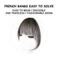 thumbnail image 3 of Lingouzi Jianlaile Clip in Air Bangs Human Hair Extensions One Piece Front Neat Air Fringe Hand Tied Straight Flat Bangs Clip on Hairpiece Wire Extension Natural Wig for Women, 3 of 6