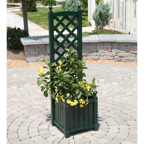 4.5-Foot Square Solid Wood Lexington Planter with Trellis ...