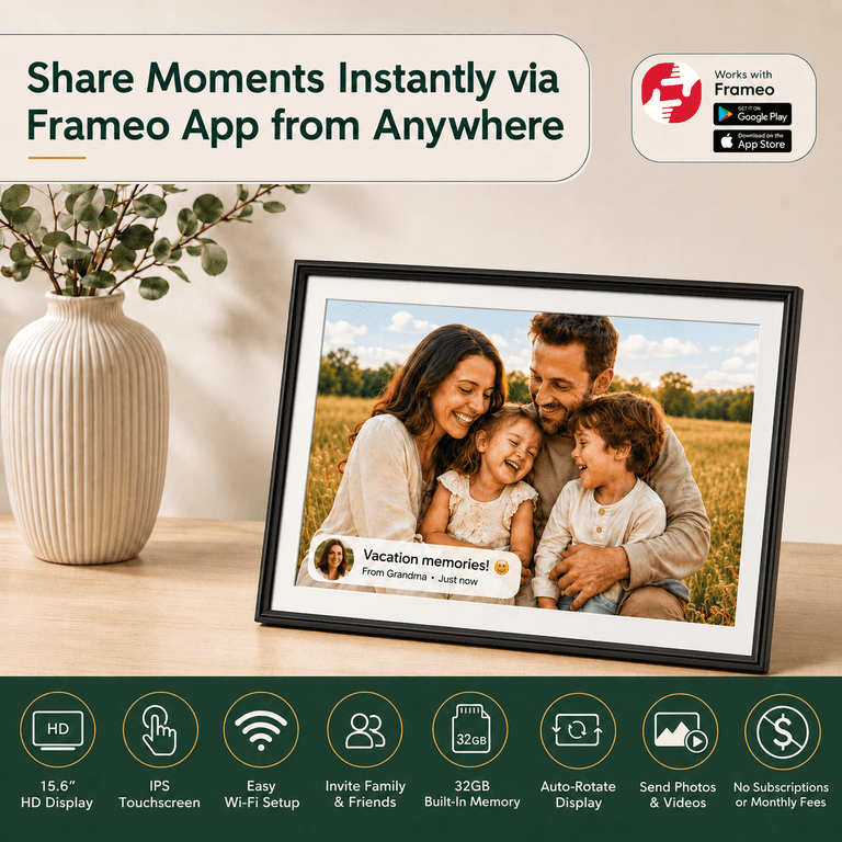 ELIME 15.6" WiFi Digital Picture Frame with Auto-Rotate photo 6