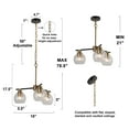 thumbnail image 5 of Savonnerie Modern Farmhouse 3-Light Black Gold Sputnik Chandelier Glass Pendant Lights - 18'' D x 17.5'' H Black and Gold, 5 of 5