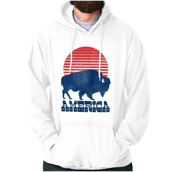 Vintage Patriotic American Buffalo Hoodie Sweatshirt Women Men Brisco Brands S