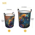 thumbnail image 3 of Balery Neon Seahorse Underwater Realm Cesta de ropa redonda con asas, impermeable, independiente, para ropa, juguetes, dormitorio y familia-Small, 3 of 6
