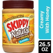 SKIPPY Natural Creamy Peanut Butter Spread with Honey, 6 g Protein Per Serving, 26.5 oz