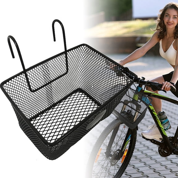 Bike Basket Metal Mesh Front Rear Mounted Cargo Storage Basket Universal Bicycle Basket for Commuting Shopping 9.8x9.1x7.1 Inches