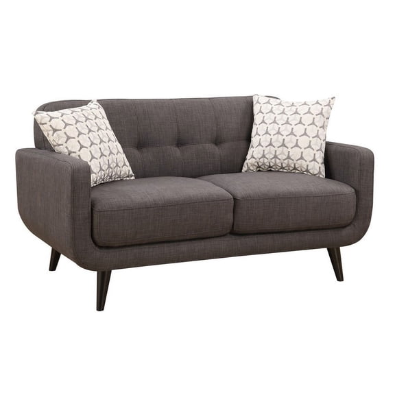 HomeRoots 247986 Crystal Charcoal Mid-Century Love Seat