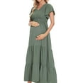thumbnail image 6 of GXFC Women Maternity Dress Summer Short Sleeve Swing Dress A-line Maxi Dress for Pregnancy, 6 of 8
