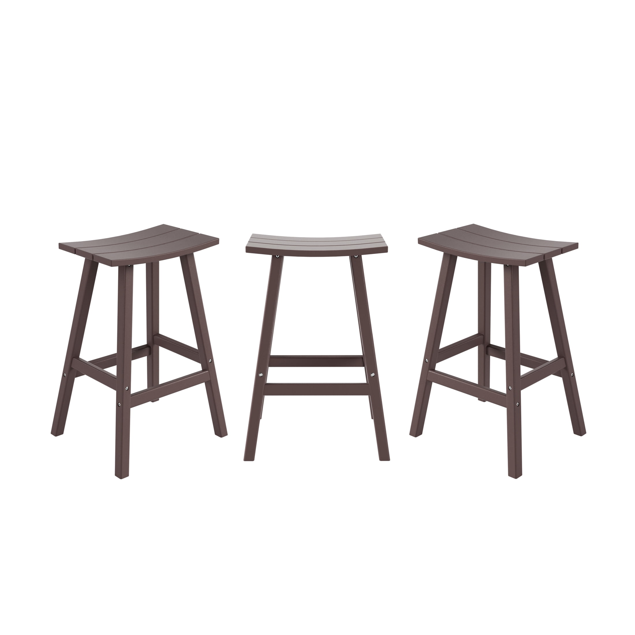 WestinTrends Malibu HDPE Outdoor Patio 29" Bar Stool Saddle Seat (Set of 3), Dark Brown