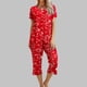 thumbnail image 1 of ICHUANYI Clearance Women's Printing Round Neck Short Sleeve Sleepshirt And Pants Sets Loungewear Pajamas With Pockets(Red, L) ICHUANYI WER2023080702673, 1 of 8