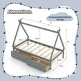 thumbnail image 3 of Costway Twin Size Wooden House Bed with 2 Drawers Roof Storage for Boys & Girls Gray, 3 of 10