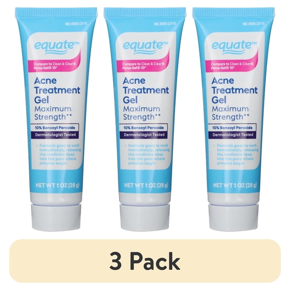 (3 pack) Equate Maximum Strength Acne Treatment Gel, 1 oz