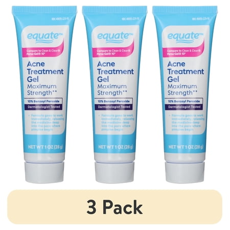 (3 pack) Equate Maximum Strength Acne Treatment Gel, 1 oz