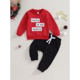thumbnail image 2 of Liacowi Baby Girls Christmas Outfits Set Long Sleeve Letters Print Sweatshirt Elastic Waist Pants 6M 12M 18T 24T 3T Toddler 2Pcs Fall Winter Christmas Clothes, 2 of 8