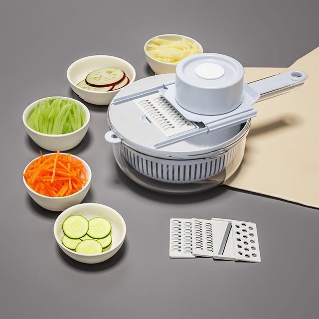Trancheuse de Cuisine Multifonctionnelle en Acier Inoxydable Gris - Parfait pour Pommes de Terre, Carottes, Concombres et Plus / Outil de Préparation de Nourriture pour la Maison avec Coupe de Précision, Construction Durable, Nettoyage Facile