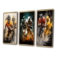 thumbnail image 3 of Designart "Dynamic Plays Yellow Football wall art II" Sports Framed Wall Art Set Of 3 - Yellow Football Frame Gallery Wall Set For Home Decor, 3 of 6