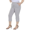 thumbnail image 5 of HDE Women's Plus Size Pull On Capris with Pockets Cropped Pants Cool Gray 1X, 5 of 6