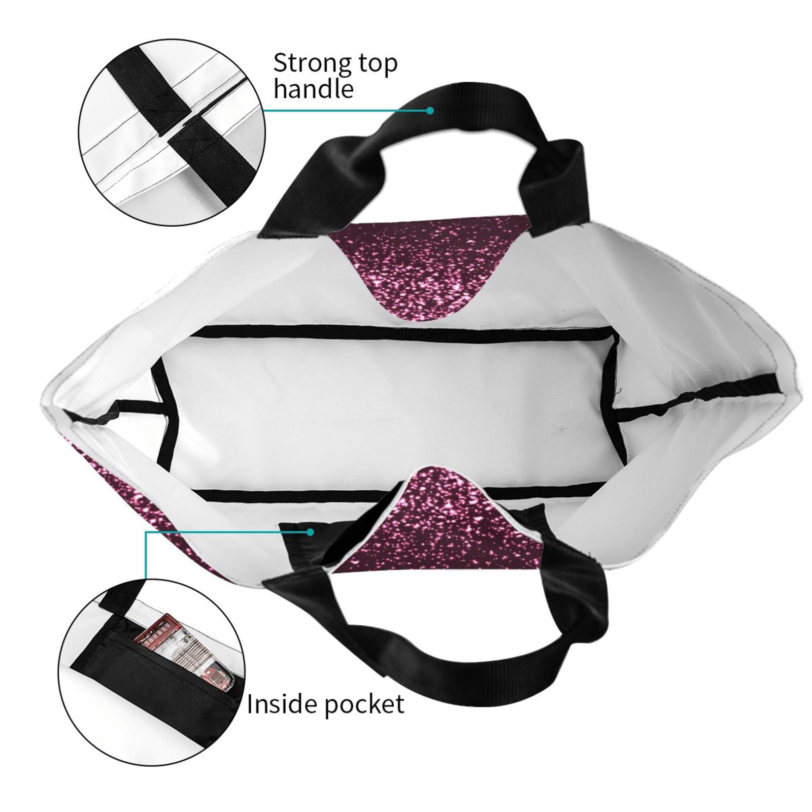 Horeoi Pink Glitter Sparkles A Pattern ​Minimalist Crossbody Bag for Women Scratch-Resistant Oxford Fabric Multi-Functional Carryall Office Travel Versatile