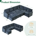 thumbnail image 3 of BIGSYY Sectional Sleeper Sofa with Pull Out Bed, U-Shaped Modular Sectional with Storage, Cloud Couch for Living Room, Family Room & Apartment, Navy Blue (3-Box Shipped), 3 of 9