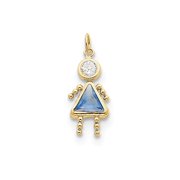 10k Yellow Gold Polished March Girl Charm Pendant Necklace Jewelry Gifts for Women