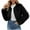 Black, variant on Lovskoo Women's Fashion Cropped Faux Fur Jacket Long Sleeve Open Front Cardigan Casual Fluffy Parka Short Coat Beige